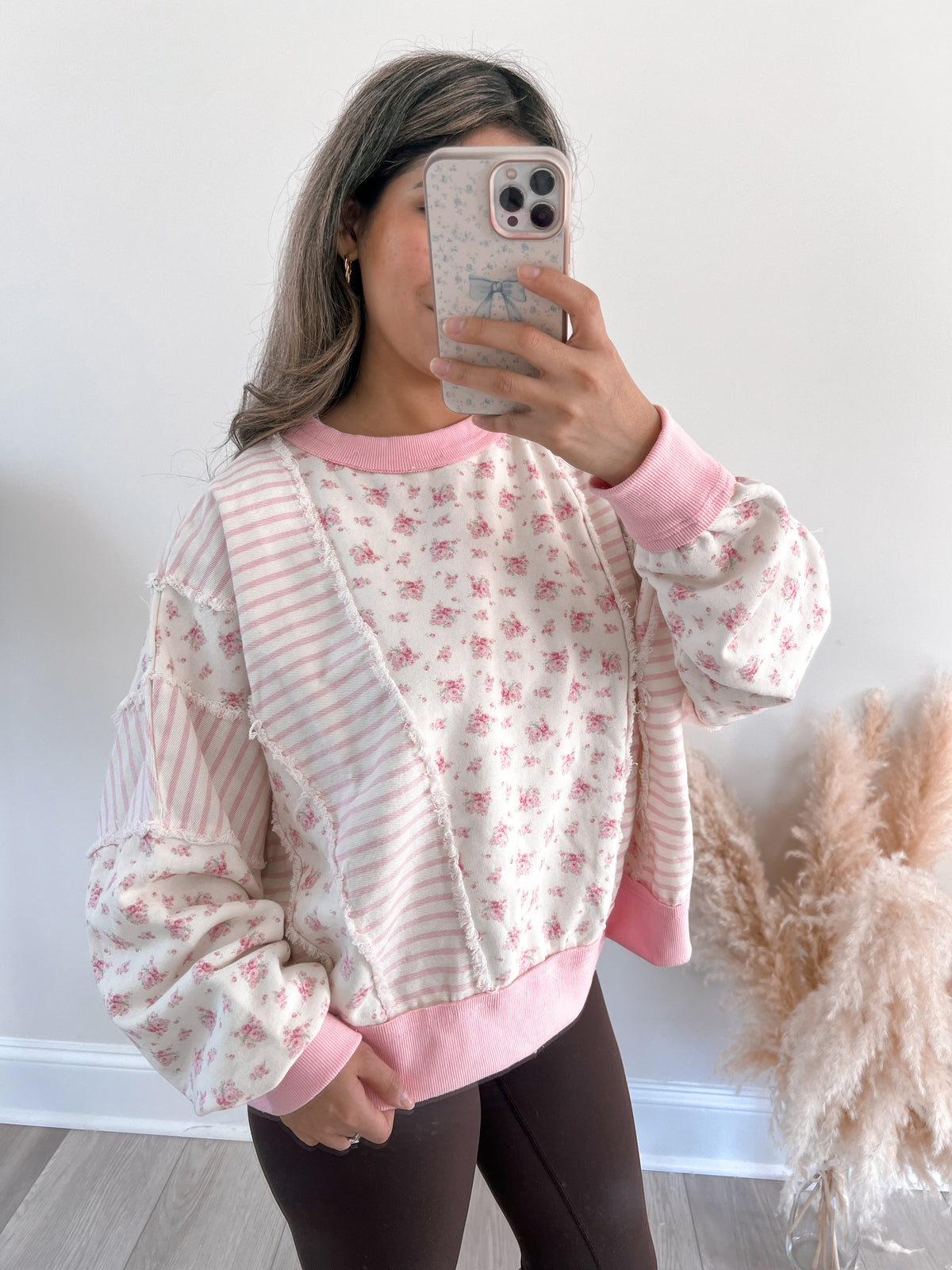 Pretty in Pink Floral Oversized Pullover