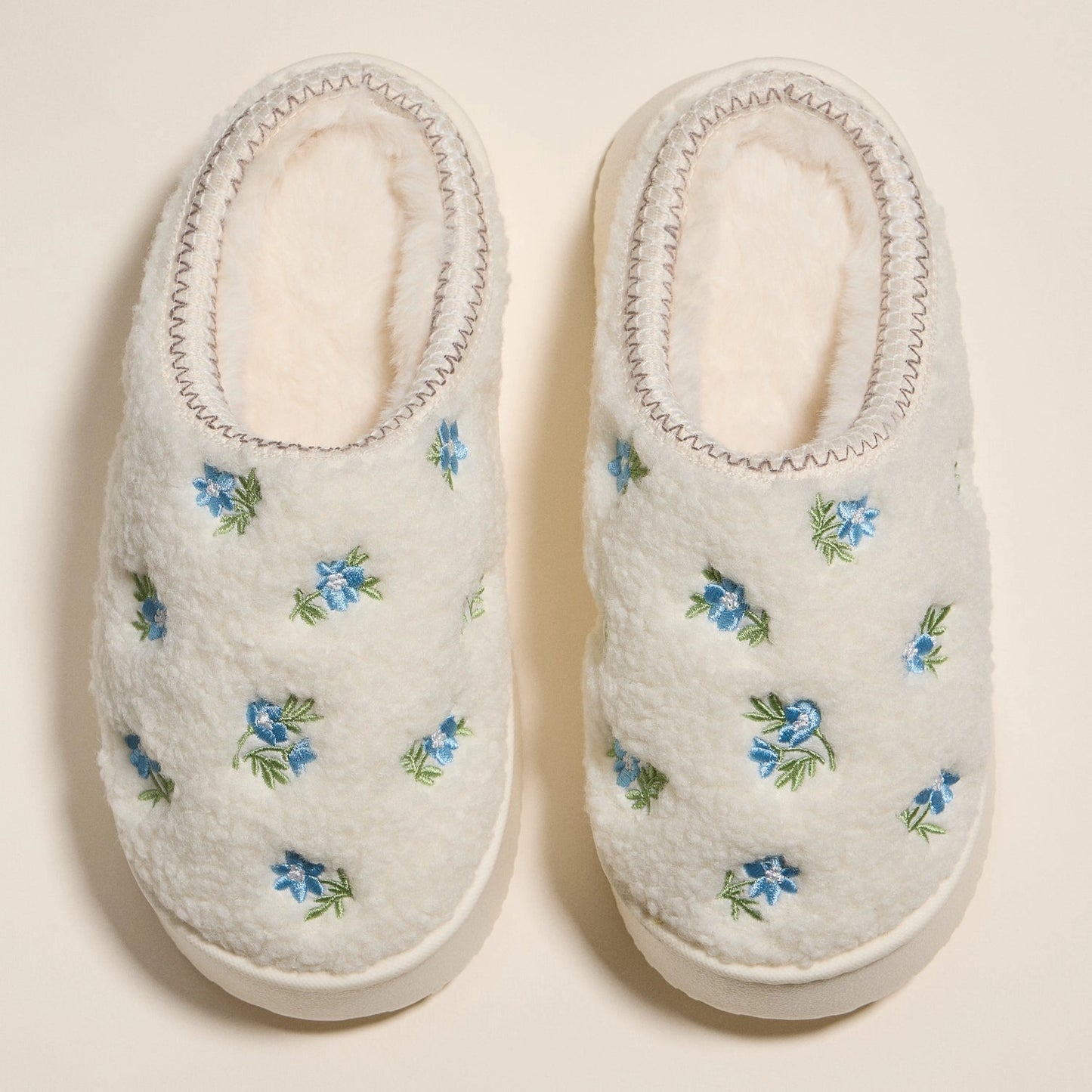 Embroidered Floral Slippers