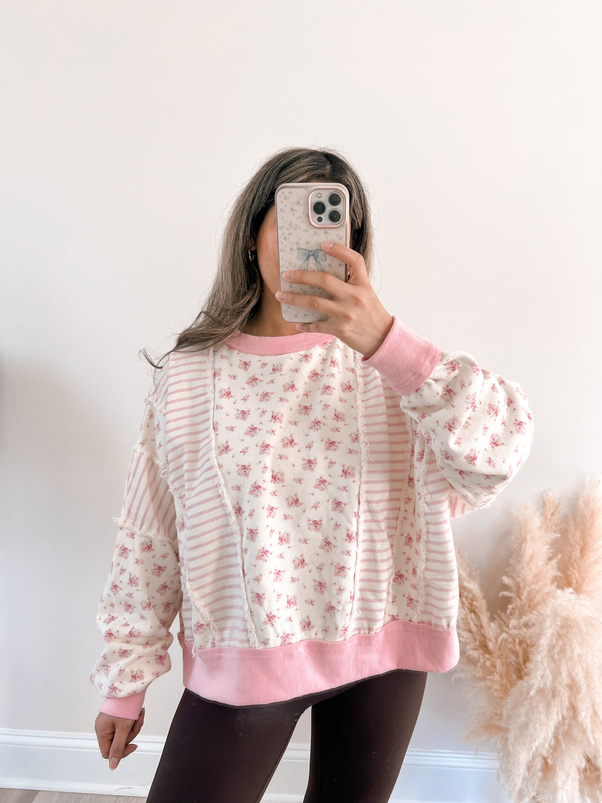Pretty in Pink Floral Oversized Pullover