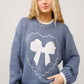 Heartfelt Bow Embroidered Sweater