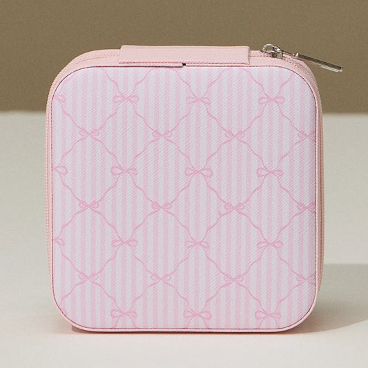 Stripe Bow Travel Jewelry Box