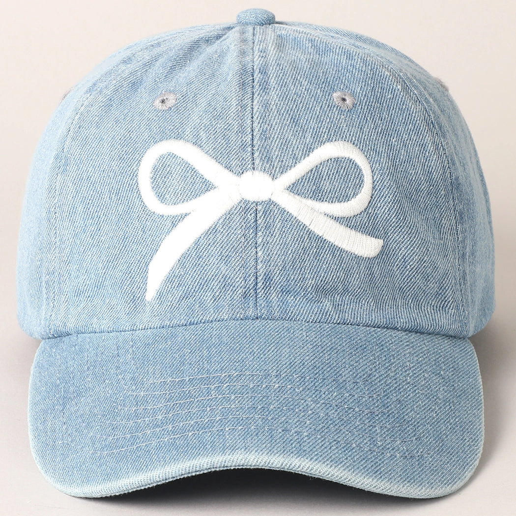 Bow Embroidered Denim Hat (2 Colors)