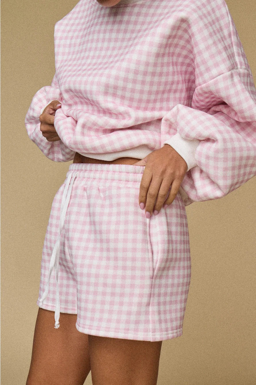 Preppy Pink Checkered Short Set