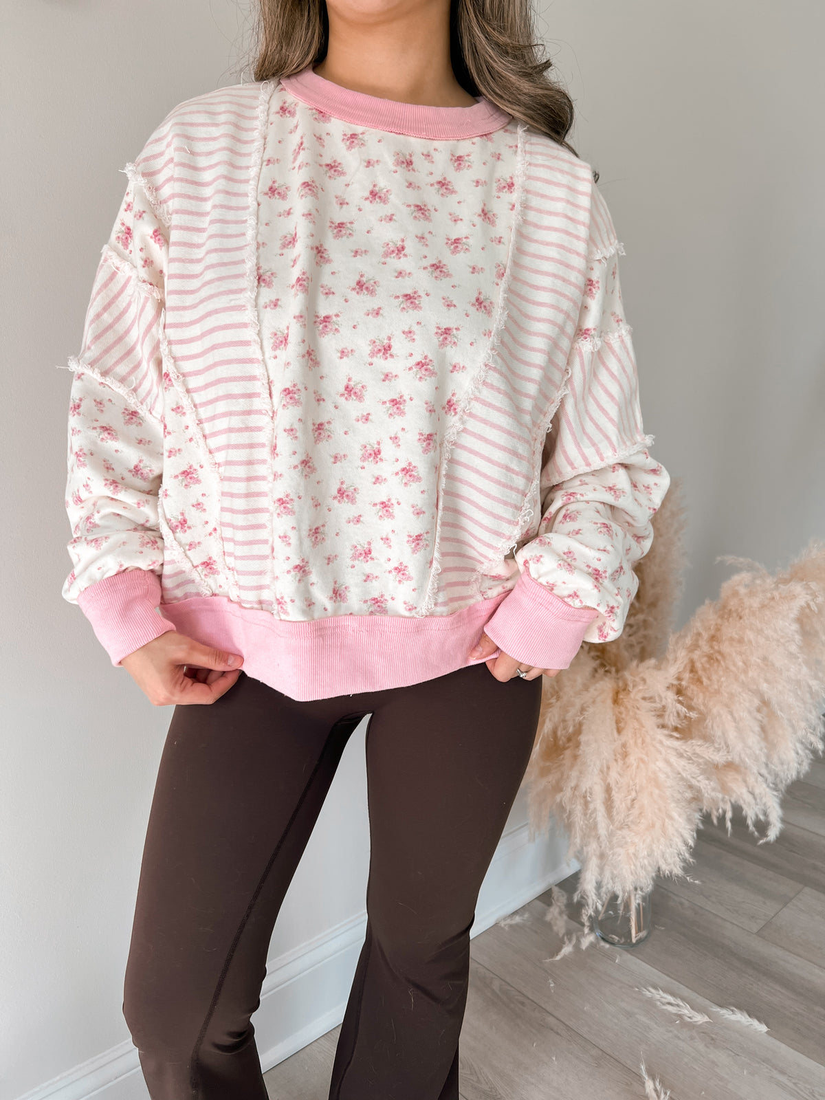Pretty in Pink Floral Oversized Pullover