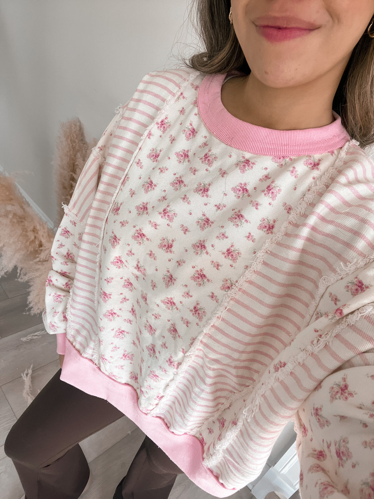 Pretty in Pink Floral Oversized Pullover