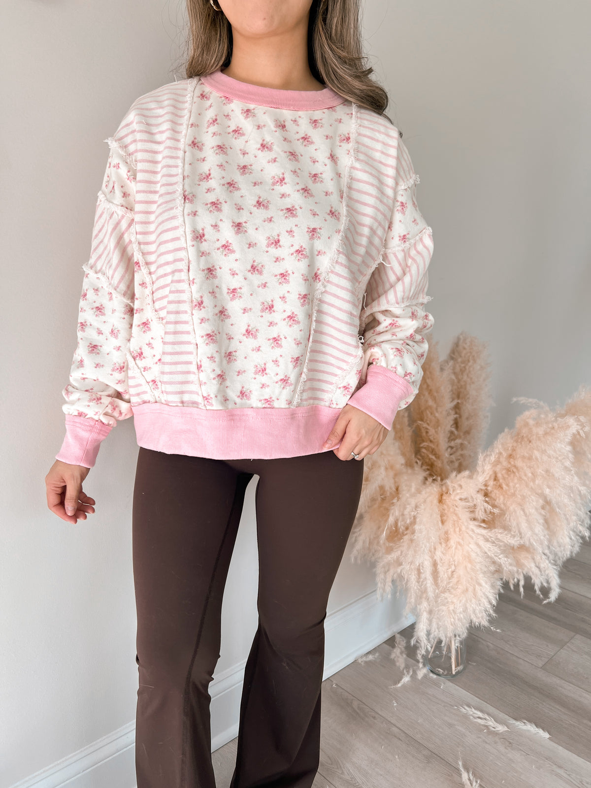 Pretty in Pink Floral Oversized Pullover