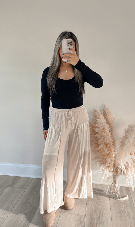 Cloud Wide Leg Pants - Sand Beige (Can Size Down)