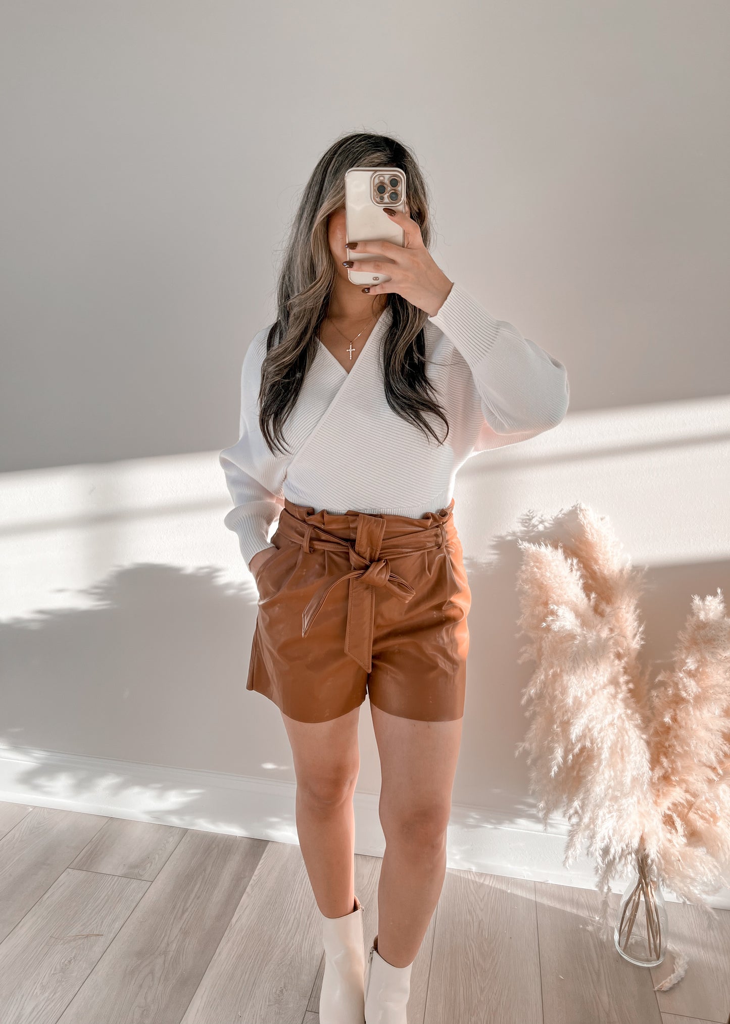 Faux Leather Paperbag Shorts