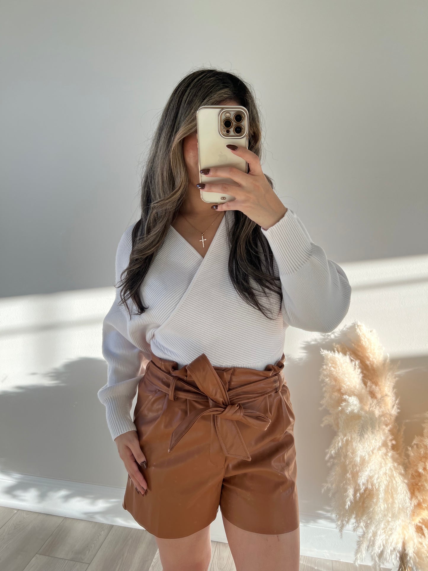 Faux Leather Paperbag Shorts