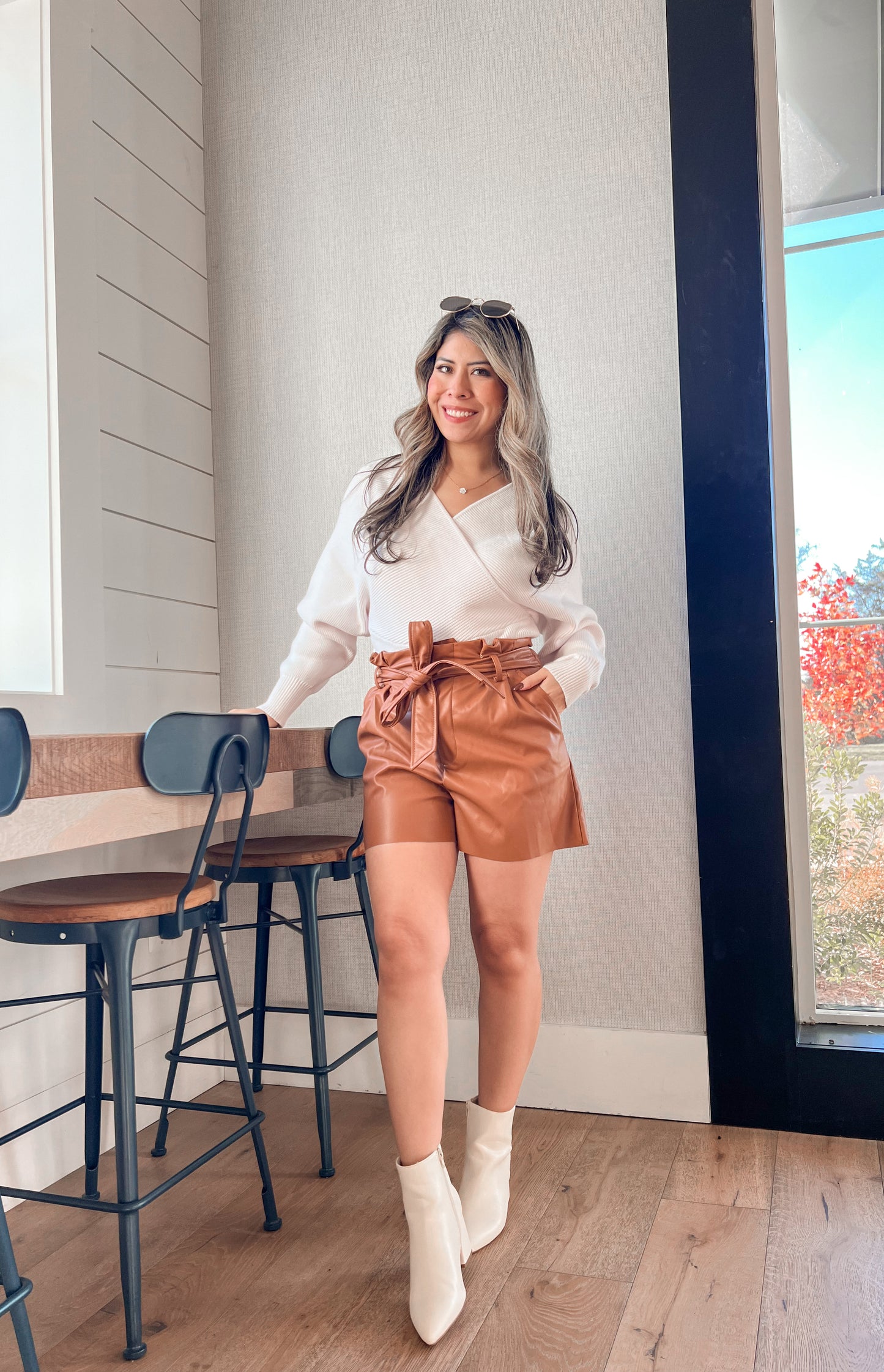 Faux Leather Paperbag Shorts