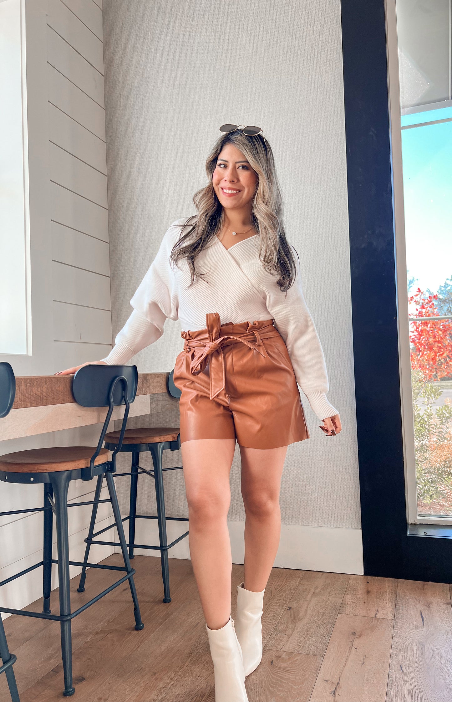 Faux Leather Paperbag Shorts