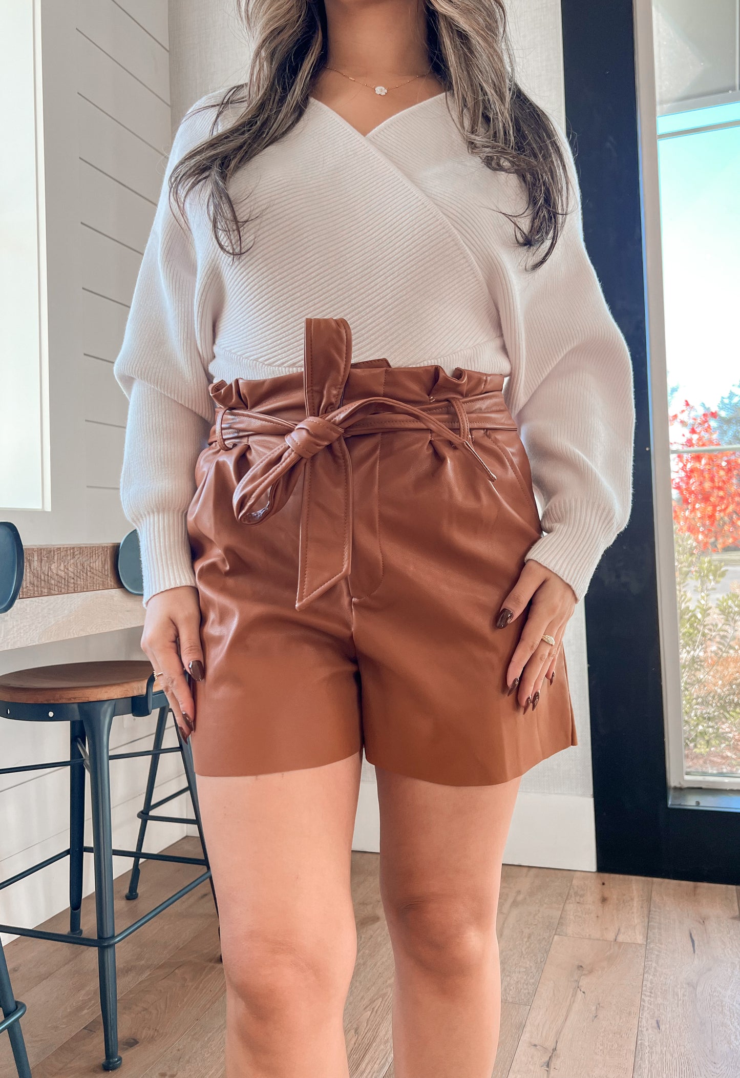Faux Leather Paperbag Shorts