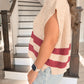 Coastal Striped Sweater - Maroon