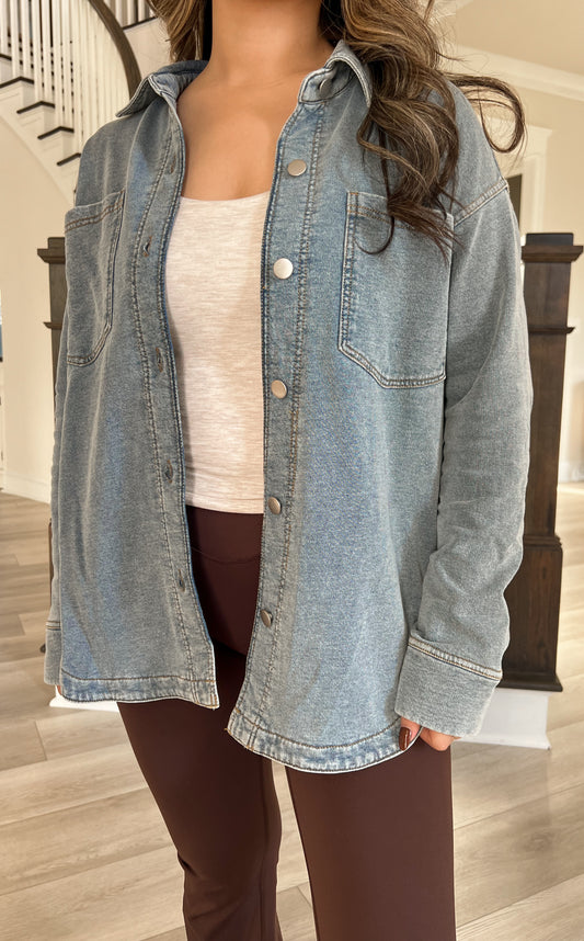 Soft Knit Denim Shacket