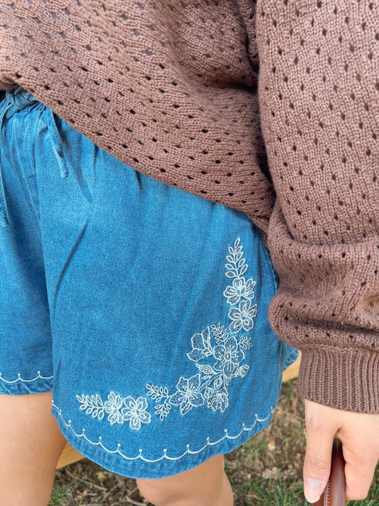 Falling For You Denim Shorts