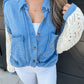 Isabella Crochet Sleeve Button Up (Marine Blue)