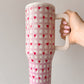 Gingham Hearts Spill-Proof Tumbler