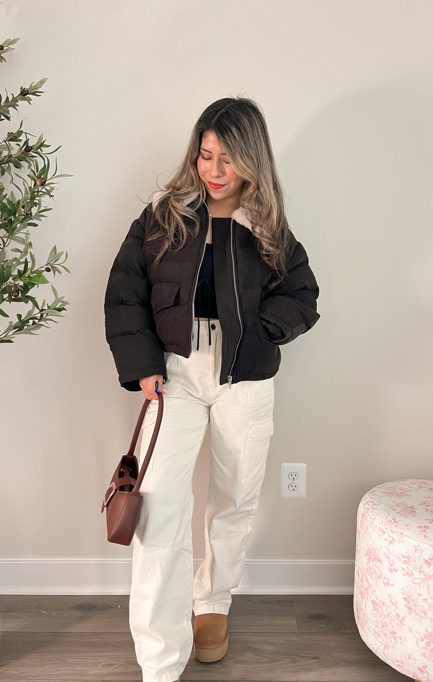 Fur Contrast Puffer Jacket