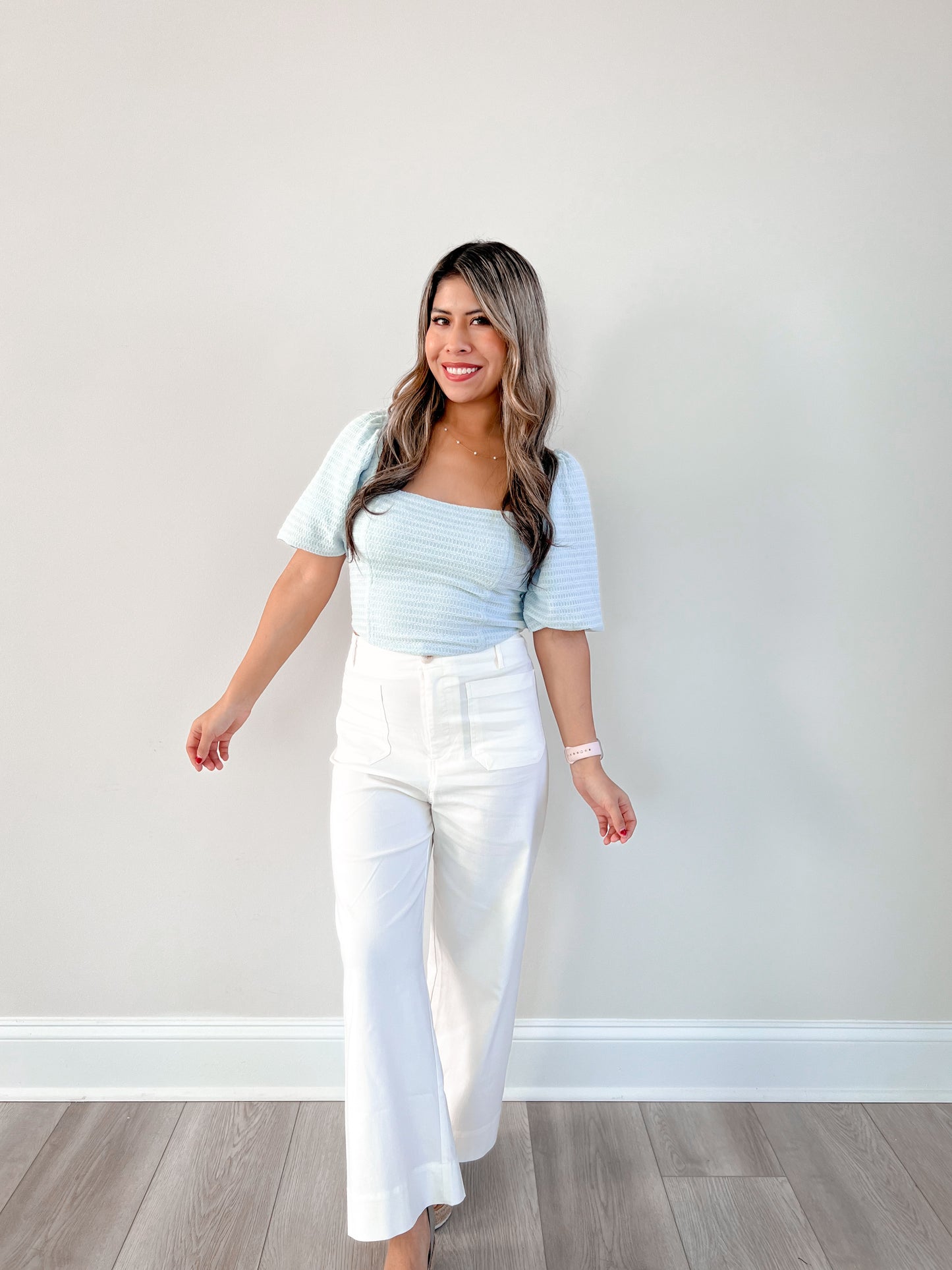 Blue Elegance Smocked Top