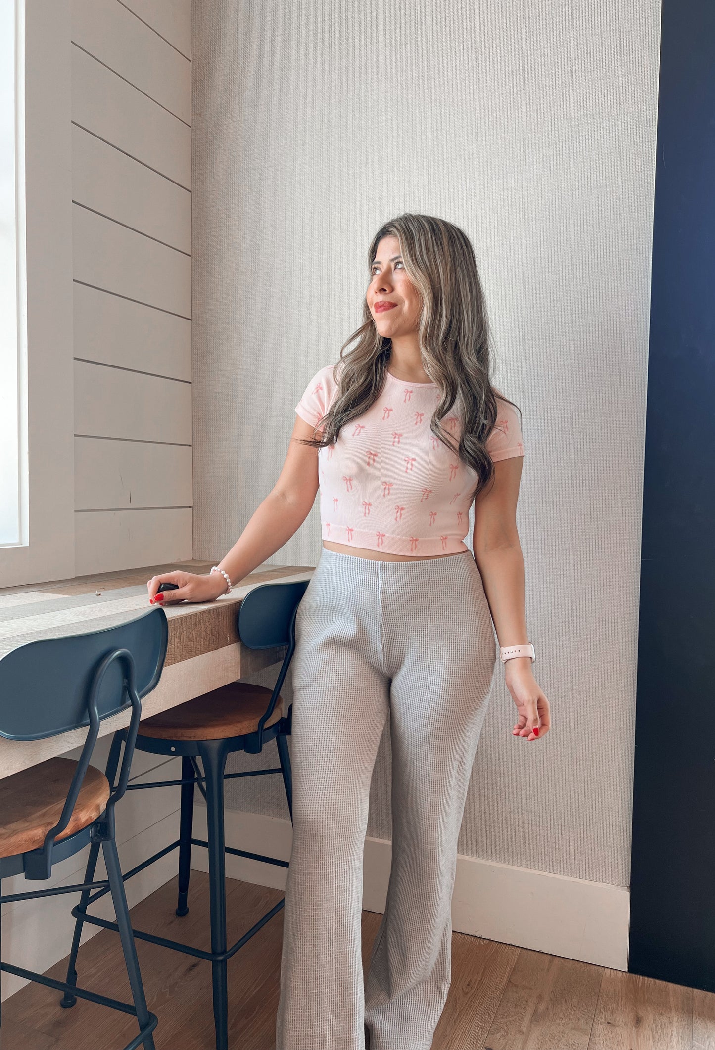 Bow Ribbed Top
