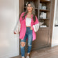 Isabella Crochet Sleeve Button Up (Bubblegum Pink)