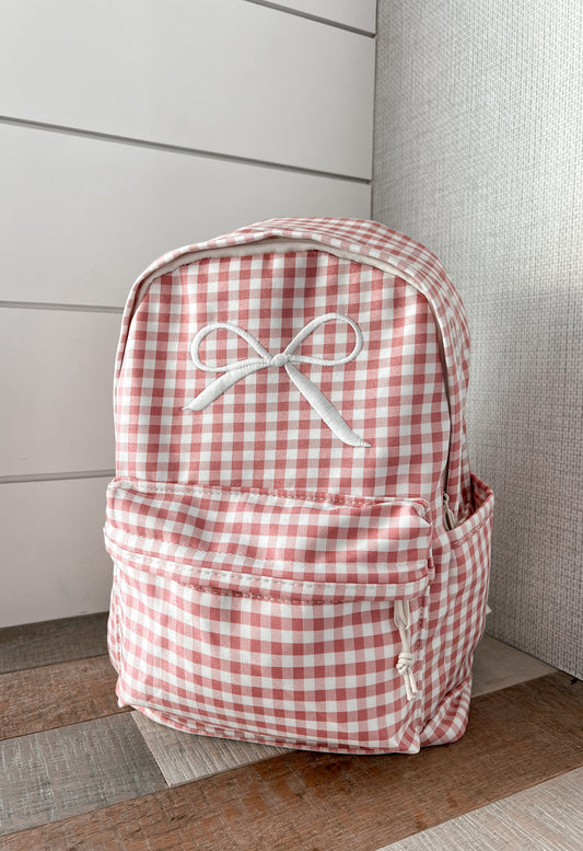 Bow Gingham Backpack (4 Colors)