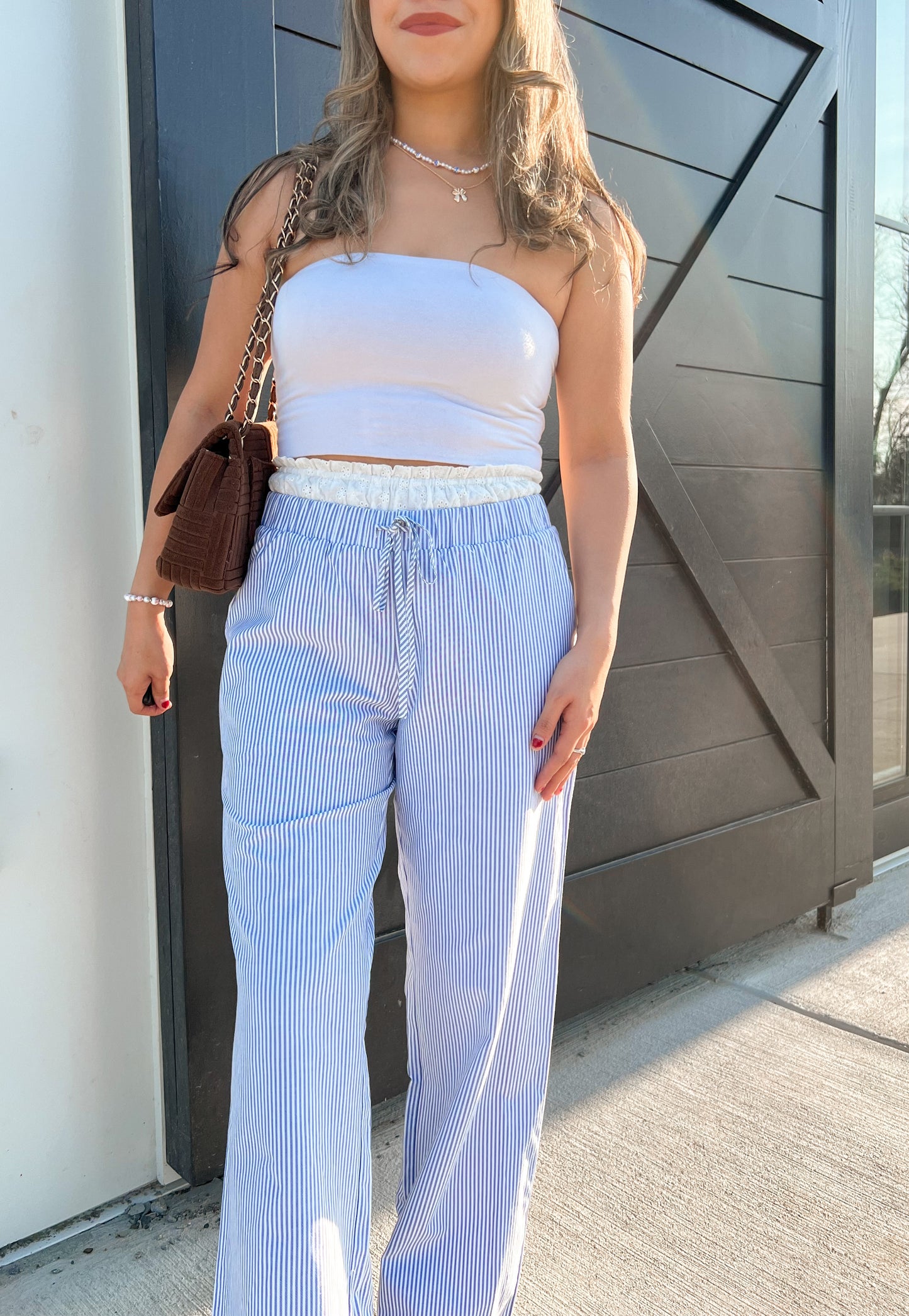 Coastal Eyelet Striped Pants