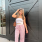 Coastal Eyelet Striped Pants