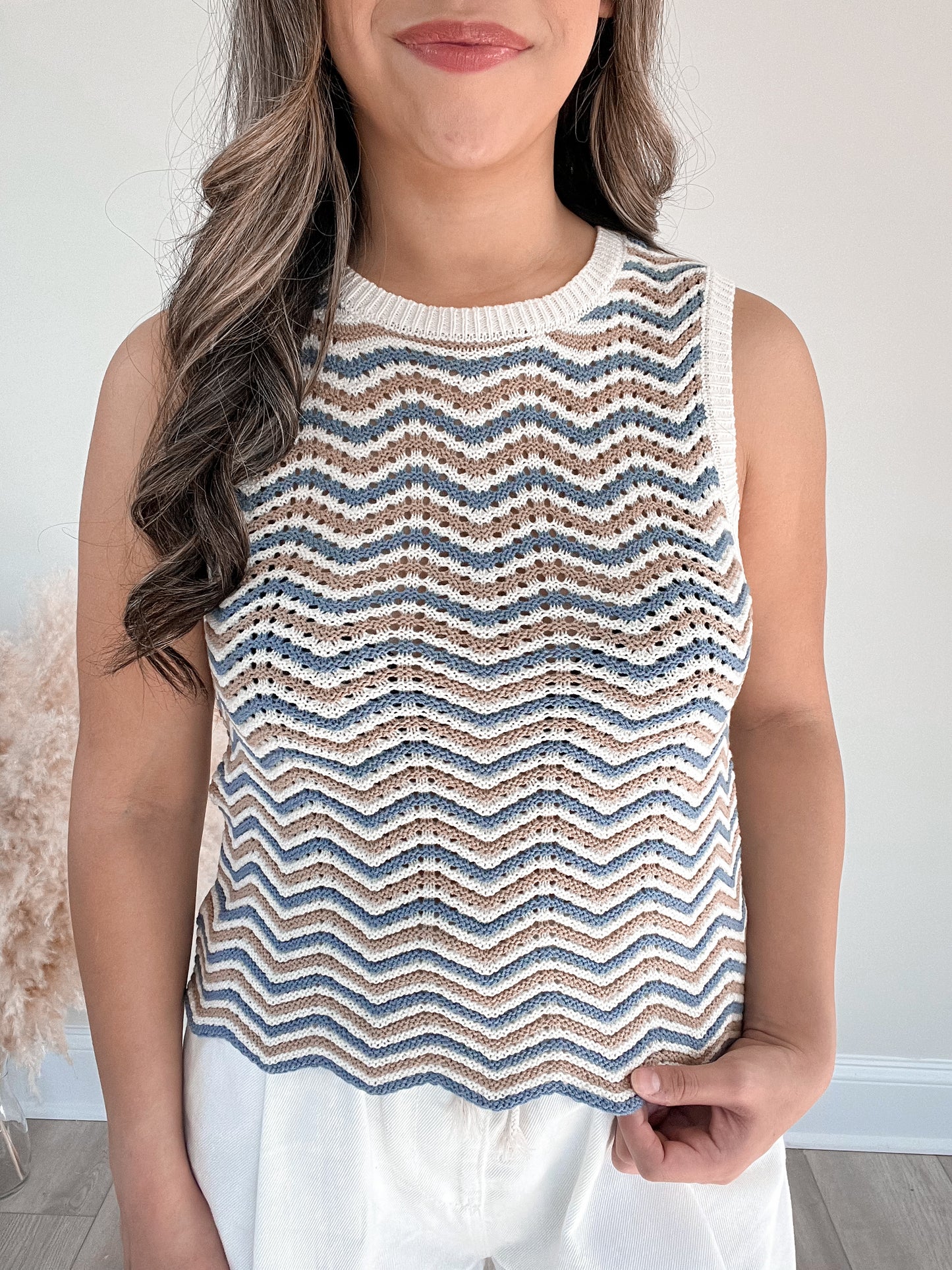 Seashore Chevron Stripe Knit Tank