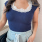 Lacey Scoop Neck Tee - Navy