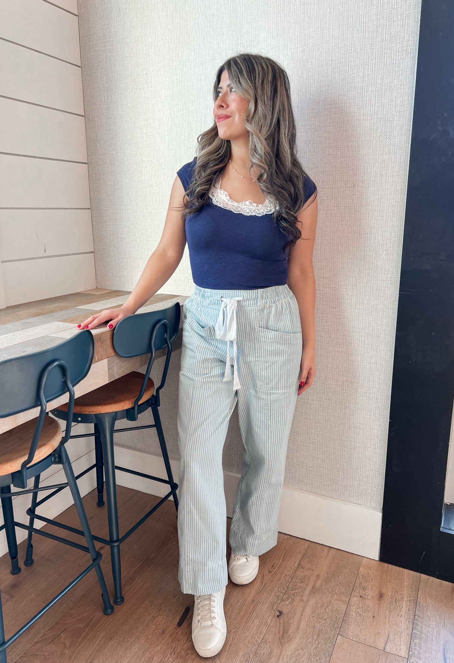 Lacey Scoop Neck Tee - Navy