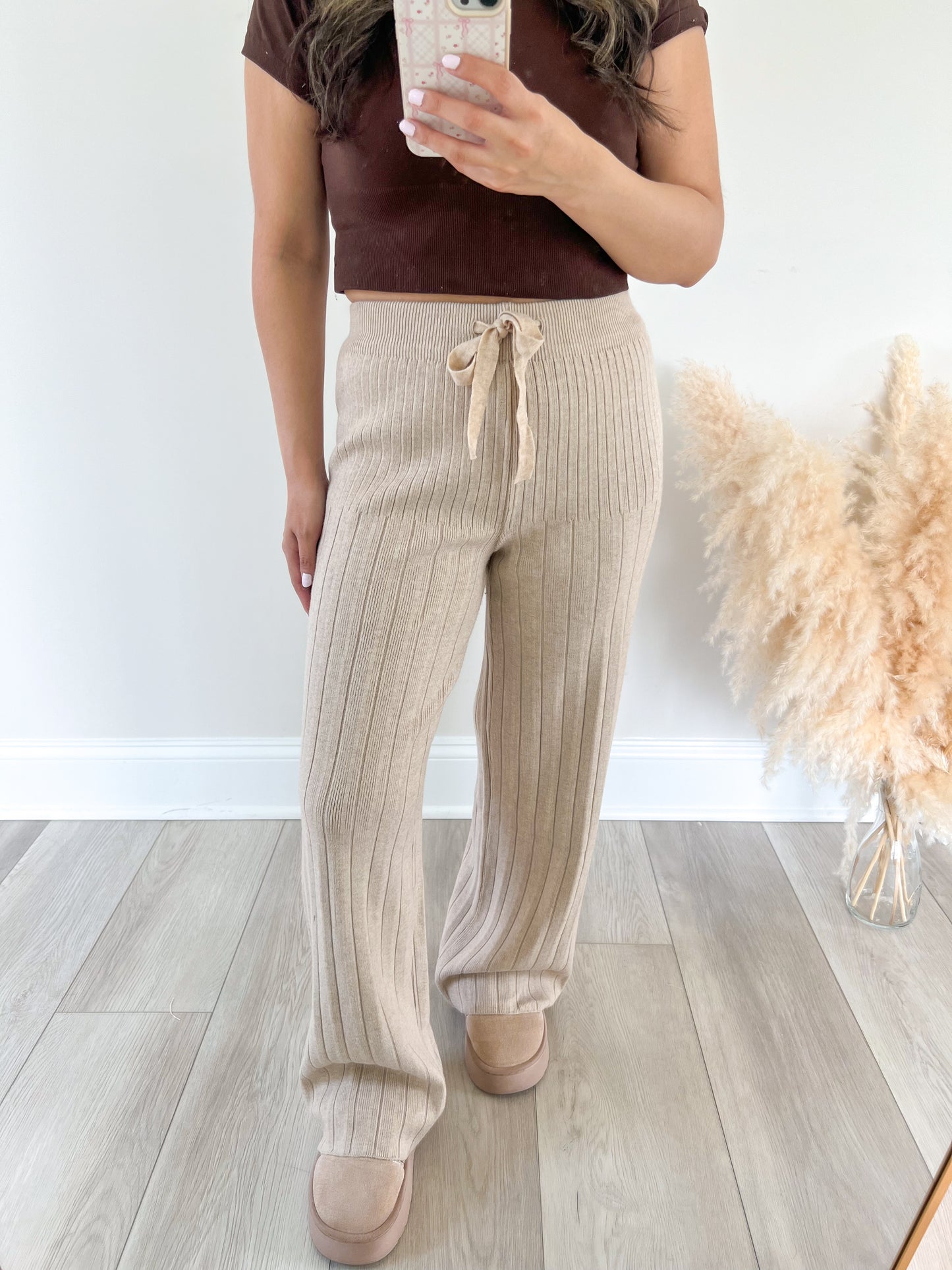 Cozy Wide Leg Pants - Beige
