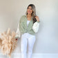 Isabella Crochet Sleeve Button Up (Sage)