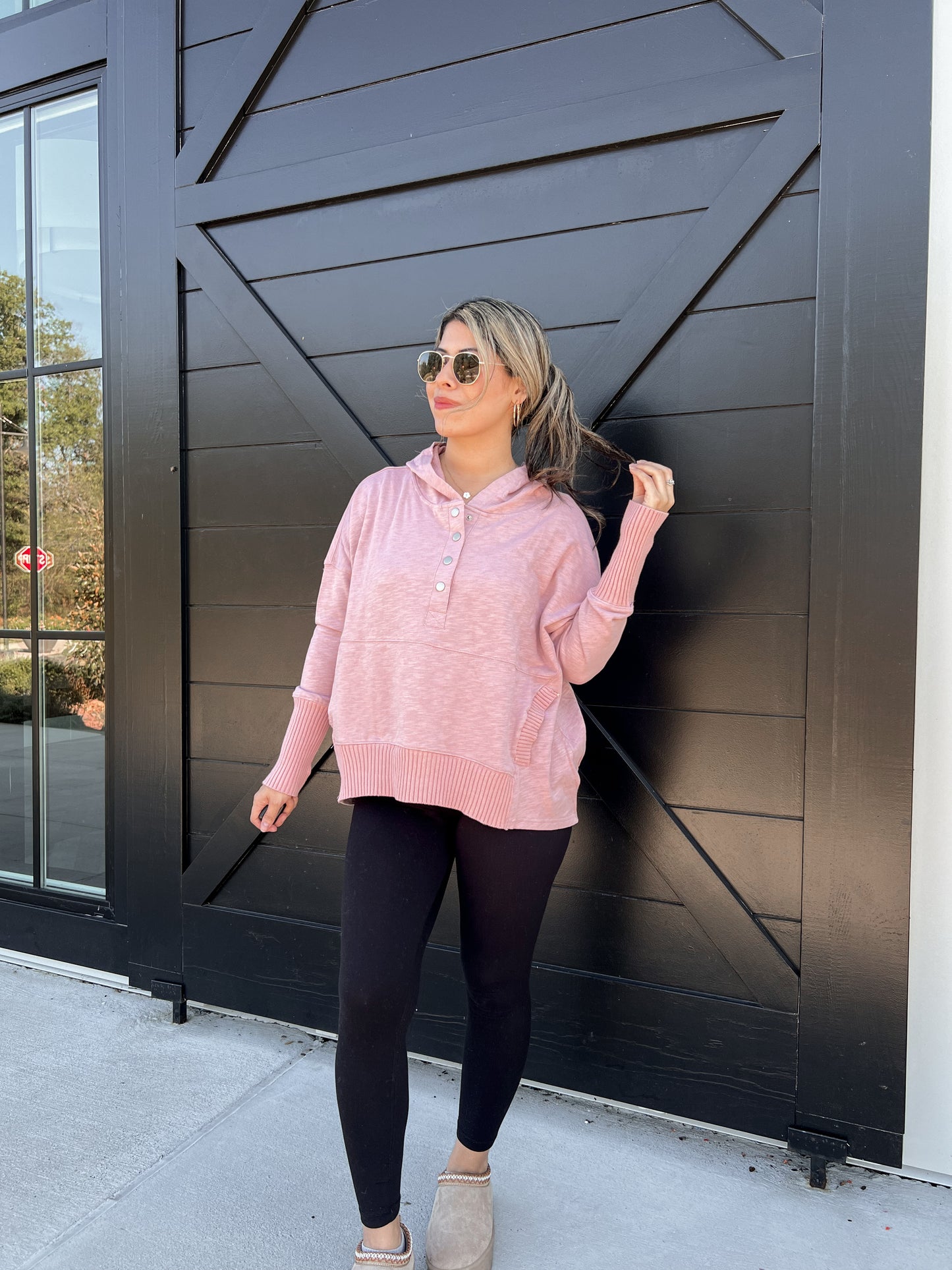 Rose Hooded Oversized Pullover