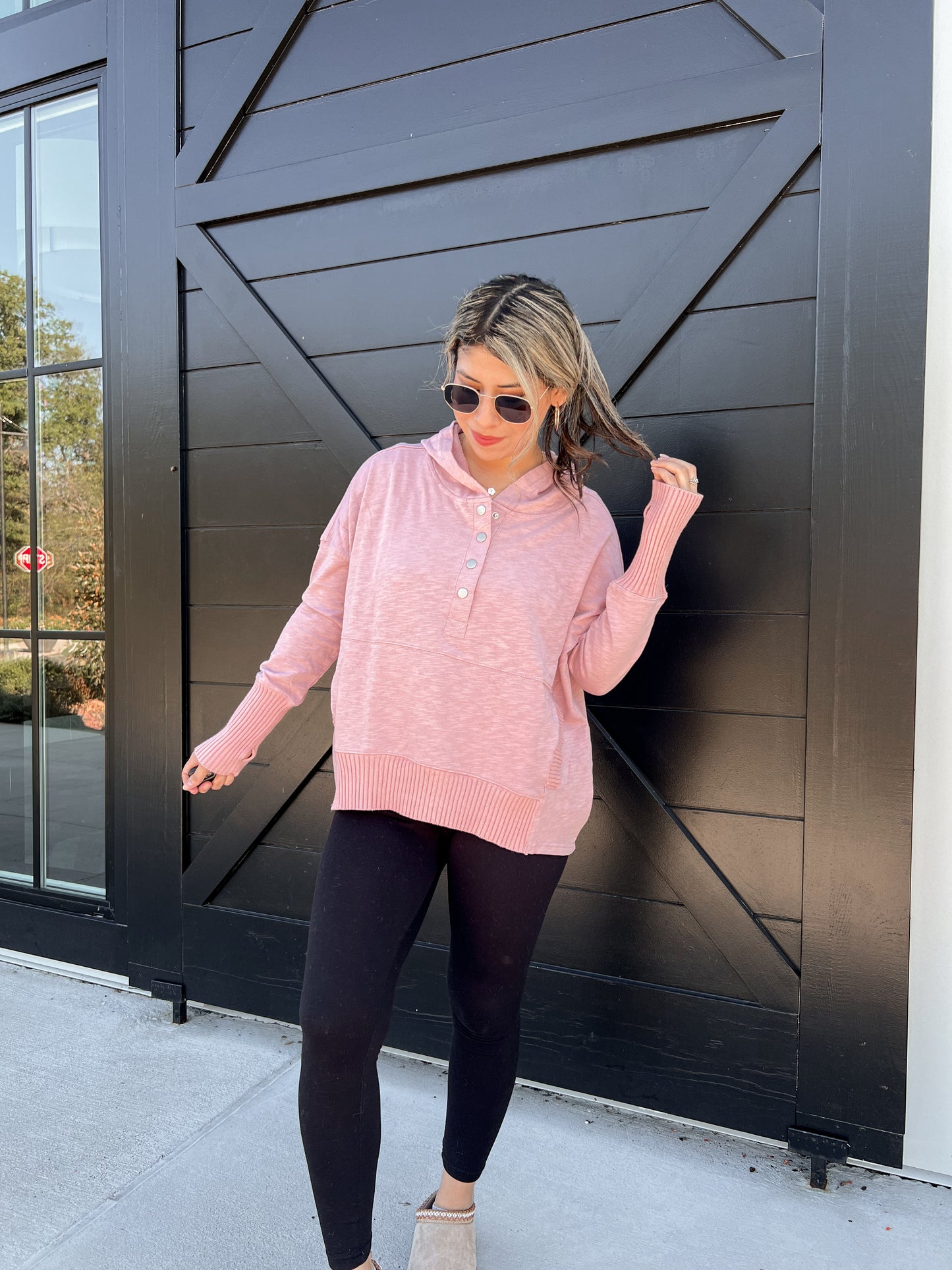 Rose Hooded Oversized Pullover