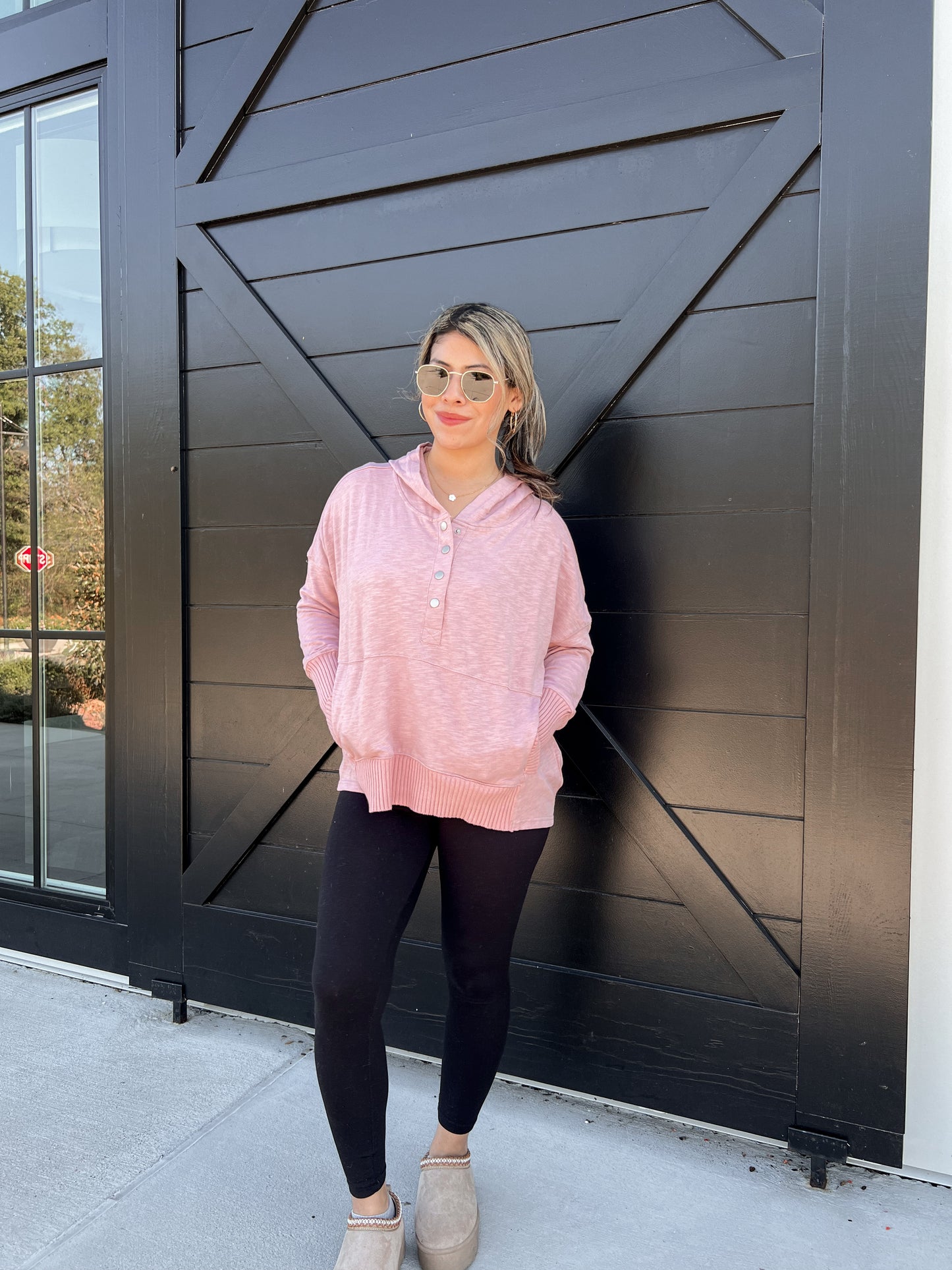 Rose Hooded Oversized Pullover