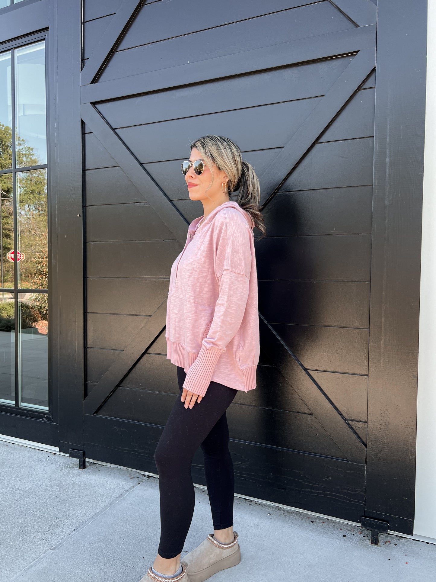 Rose Hooded Oversized Pullover