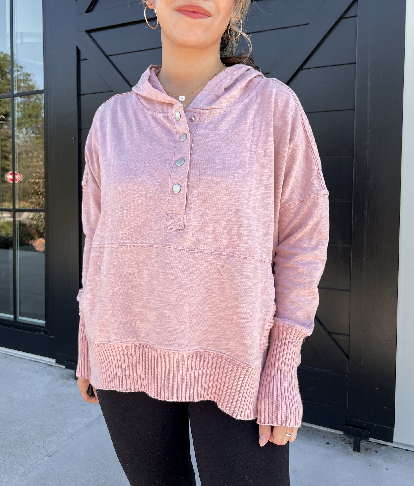 Rose Hooded Oversized Pullover