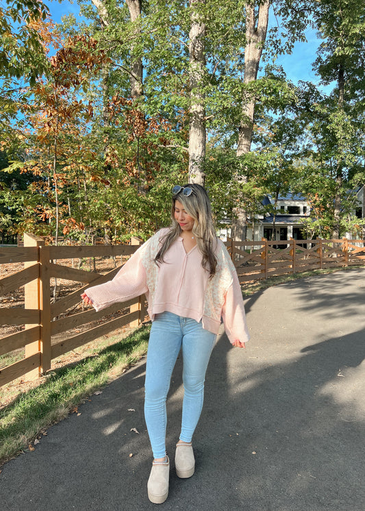 Pink Blooms Sweater