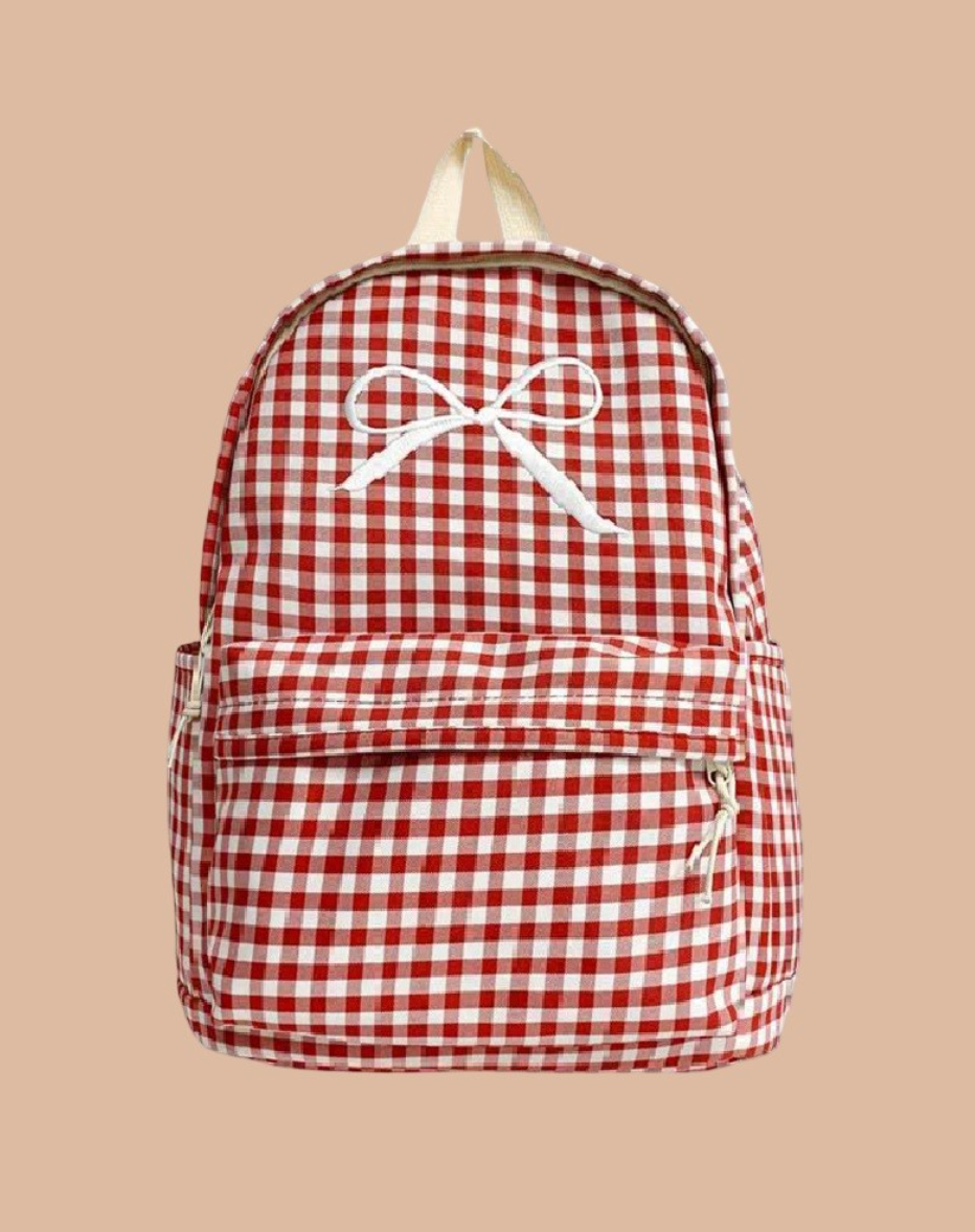 Bow Gingham Backpack (4 Colors)