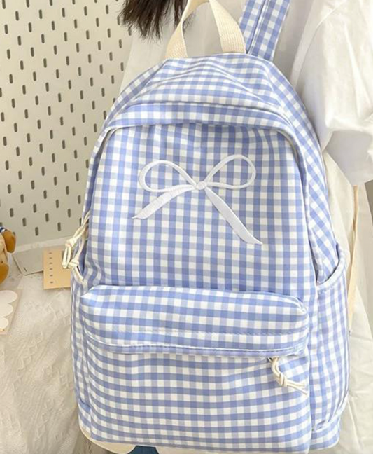 Bow Gingham Backpack (4 Colors)