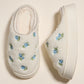Embroidered Floral Slippers