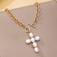 Pearl Cross Toggle Necklace
