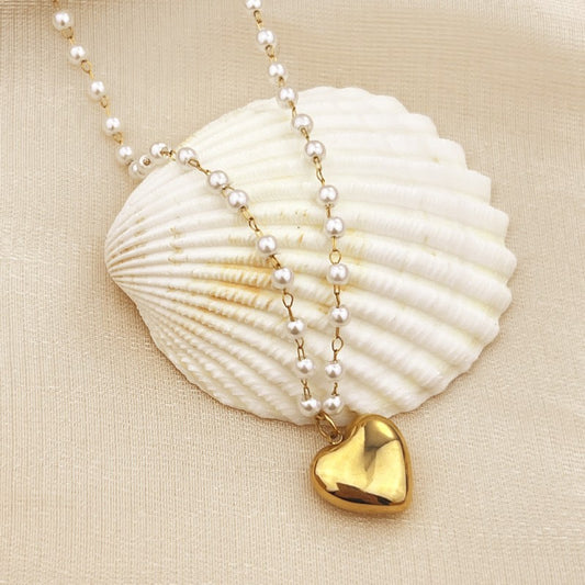Heart Pearl Necklace