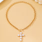 Pearl Cross Toggle Necklace