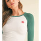 Embroidered Cherry Bow Long Sleeve