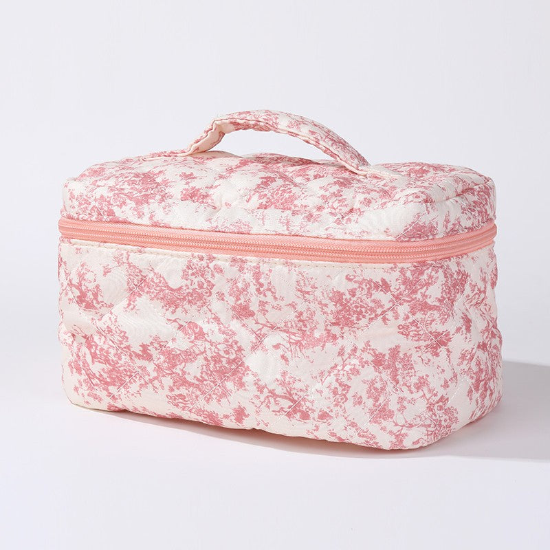 Floral Quilted Makeup Bag
