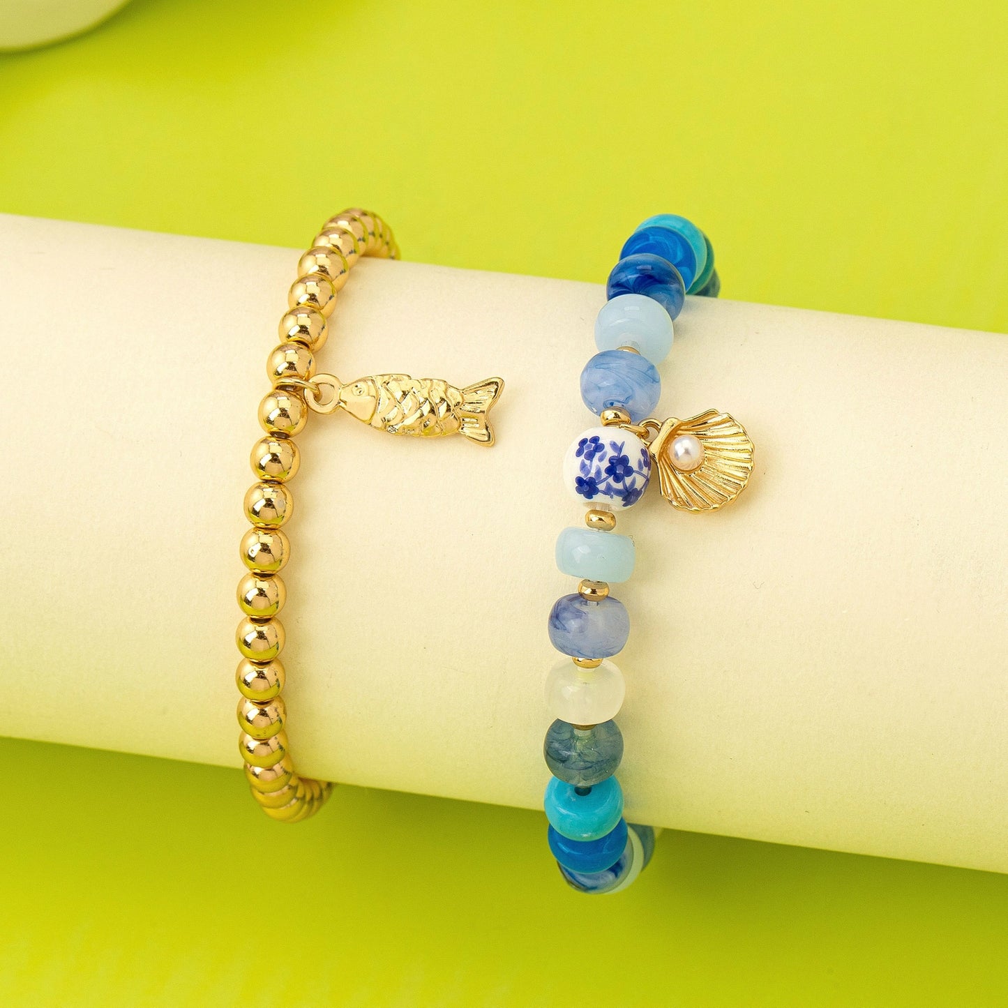 Nautical Blue Beaded Bracelet Set