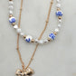 Ceramic Porcelain Pearl Bow Layered Necklace