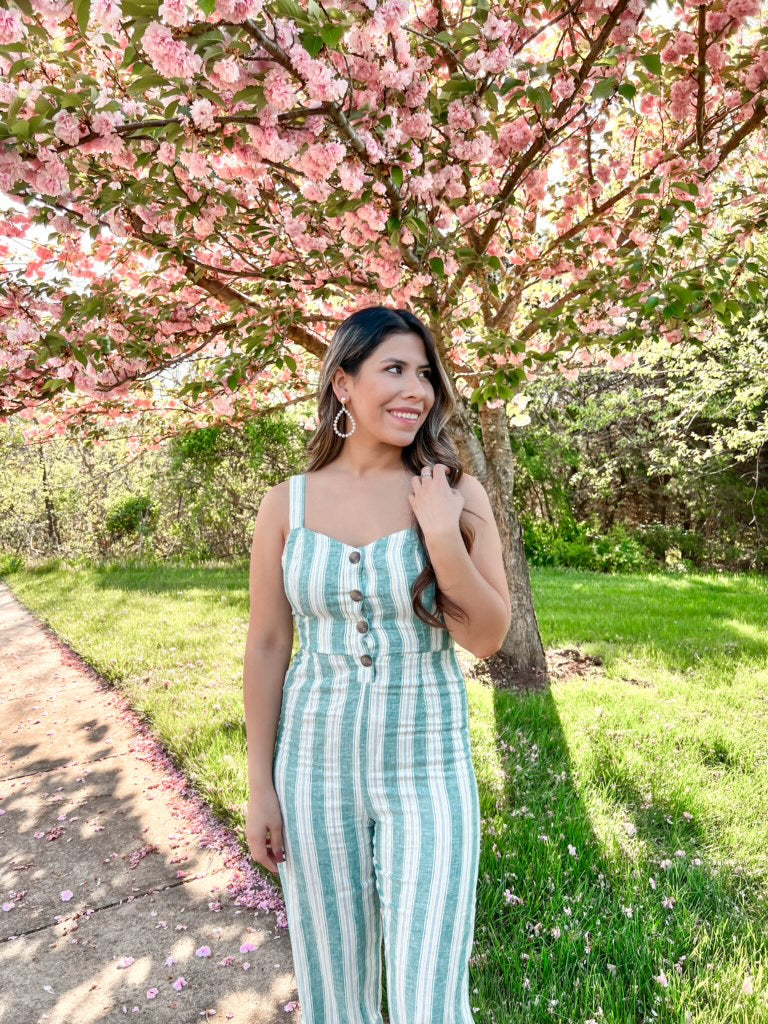 Seafoam Striped Jumpsuit